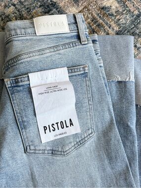 pistola Lana Crop High-Rise Wide Leg Jeans - Light Wash Blue